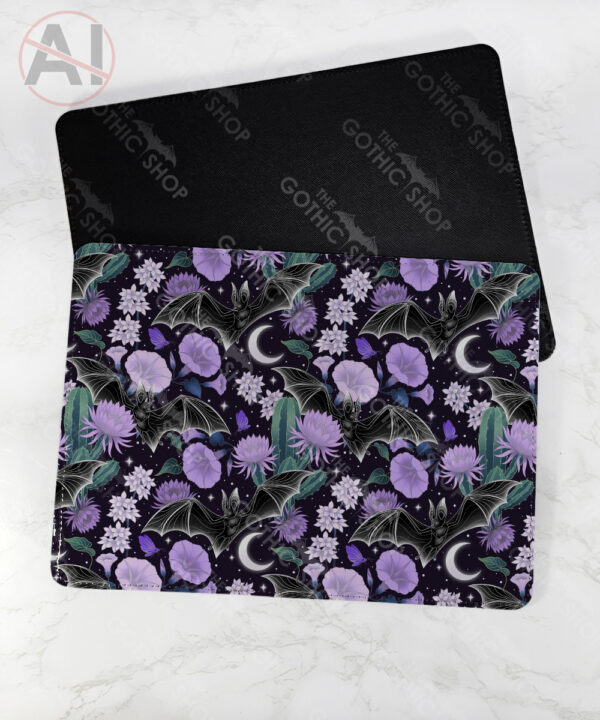 bats & lilac purple blooms gothic placemat / coaster