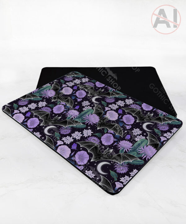 bats & lilac purple blooms gothic placemat / coaster