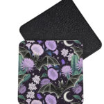 bats & lilac purple blooms gothic placemat / coaster