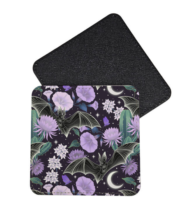 bats & lilac purple blooms gothic placemat / coaster