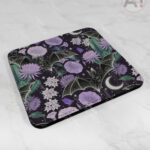 bats & lilac purple blooms gothic placemat / coaster
