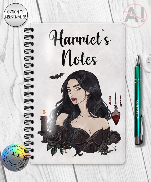 19633 vampire gothic lady a5 notebook 4