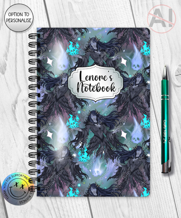19654 personalised wraithe ghost gothic a5 notebook 1
