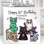 19697 cats gothic halloween birthday card 1