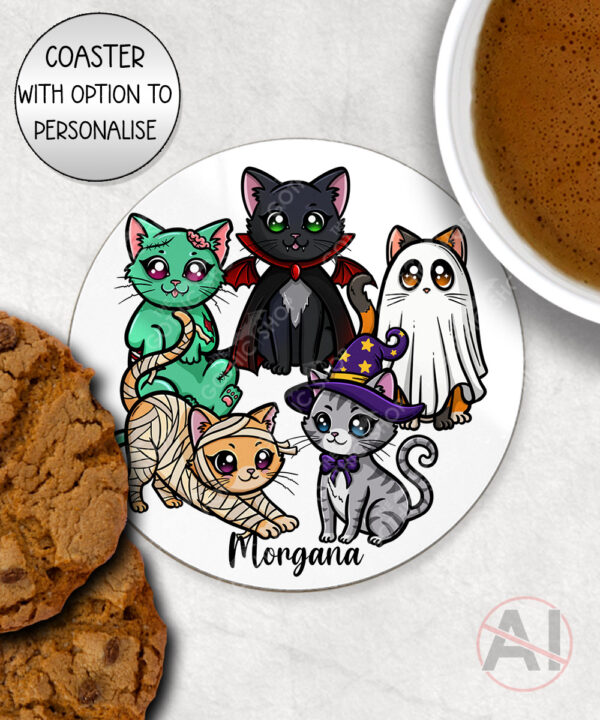 19698 spooky cats gothic halloween coaster 2