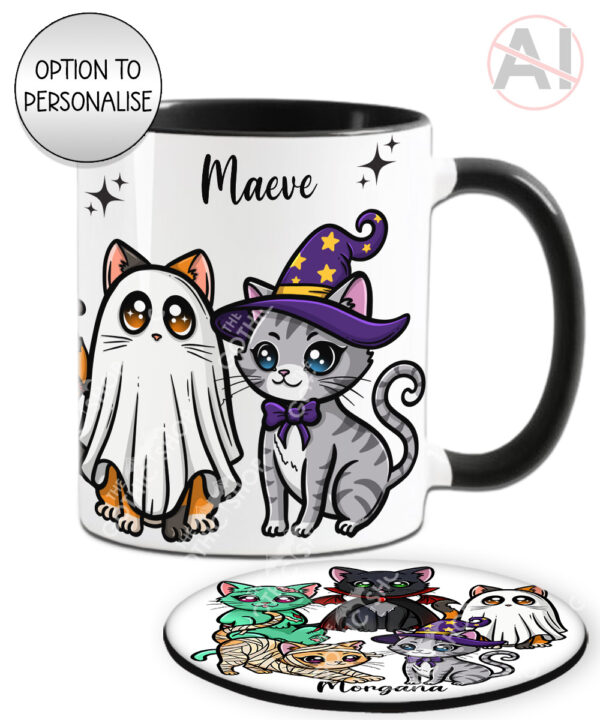 19698 spooky cats gothic halloween mug coaster 1