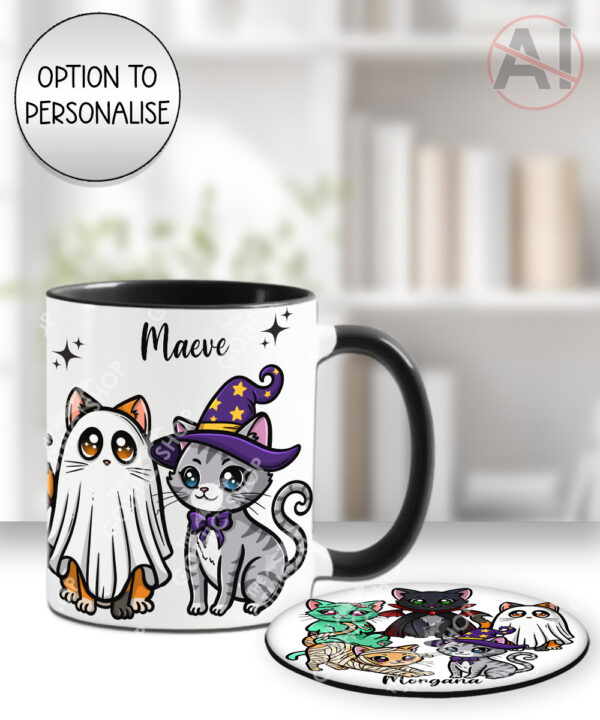 19698 spooky cats gothic halloween mug coaster 2