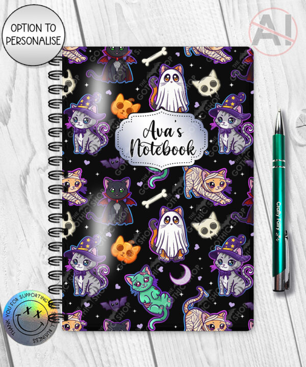 19705 spooky cats gothic halloween a5 notebook 1