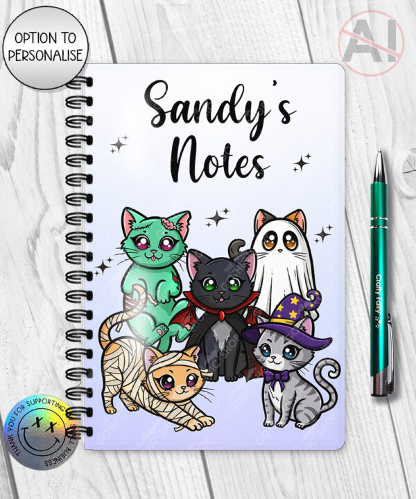19705 spooky cats gothic halloween a5 notebook 3