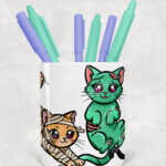 19707 spooky cats gothic halloween pen pot 1