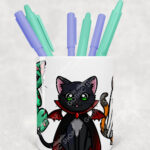 19707 spooky cats gothic halloween pen pot 2