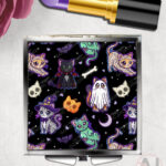 19711 spooky cats gothic halloween compact mirror 1