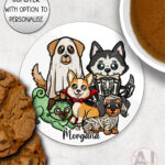 19718 personalised halloween dogs coaster 1