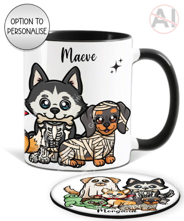 19718 personalised halloween dogs mug coaster 1