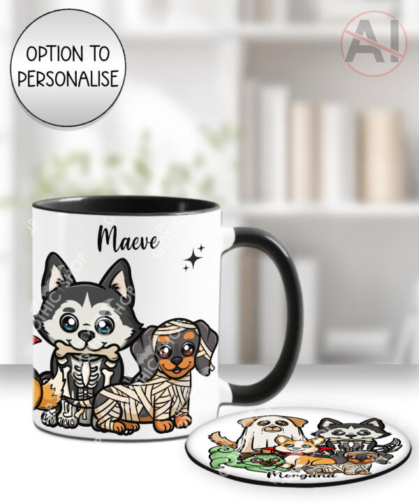 19718 personalised halloween dogs mug coaster 2