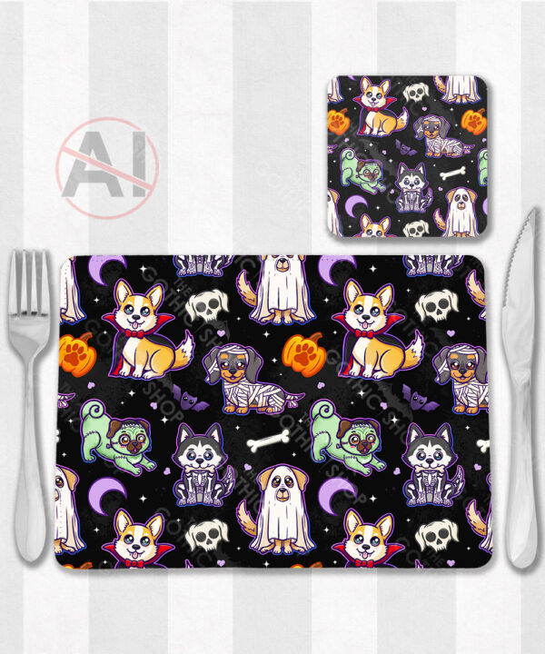 19722 personalised halloween dogs placemat coaster 1