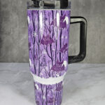 winter bats purple gothic halloween 40oz insulated tumbler with handle