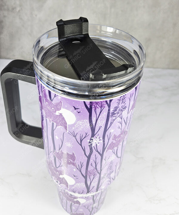 winter bats purple gothic halloween 40oz insulated tumbler with handle