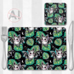 19741 bat monstera gothic placemat coaster