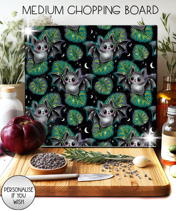 19742 bat monstera gothic chopping board 1