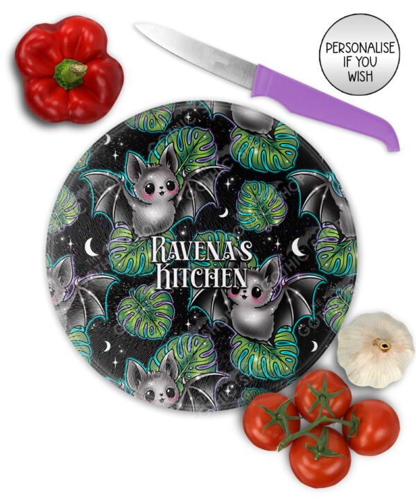 19742 bat monstera gothic chopping board 2