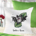 19748 bat monstera gothic cushion 1
