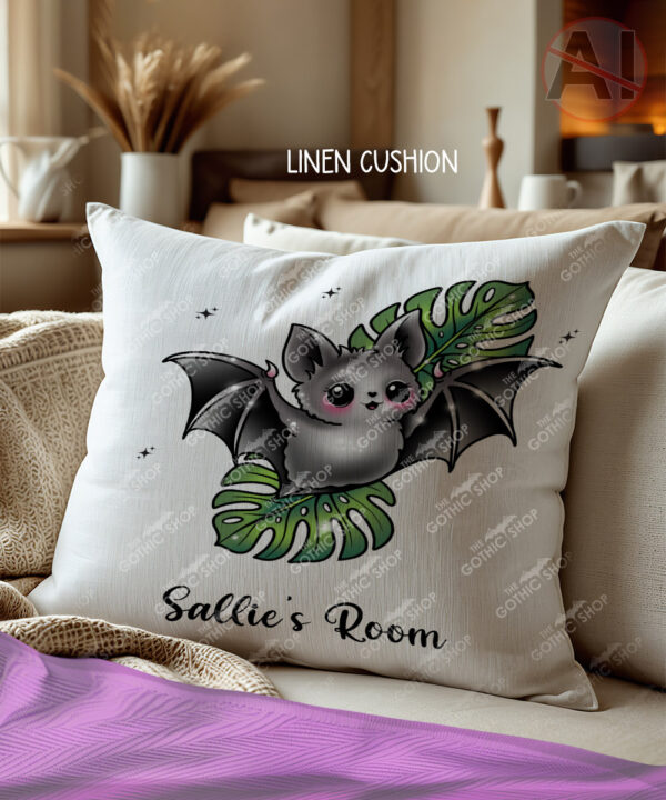 19748 bat monstera gothic cushion 2