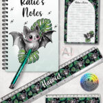 19750 bat monstera a5 a6 gothic notepad rulers