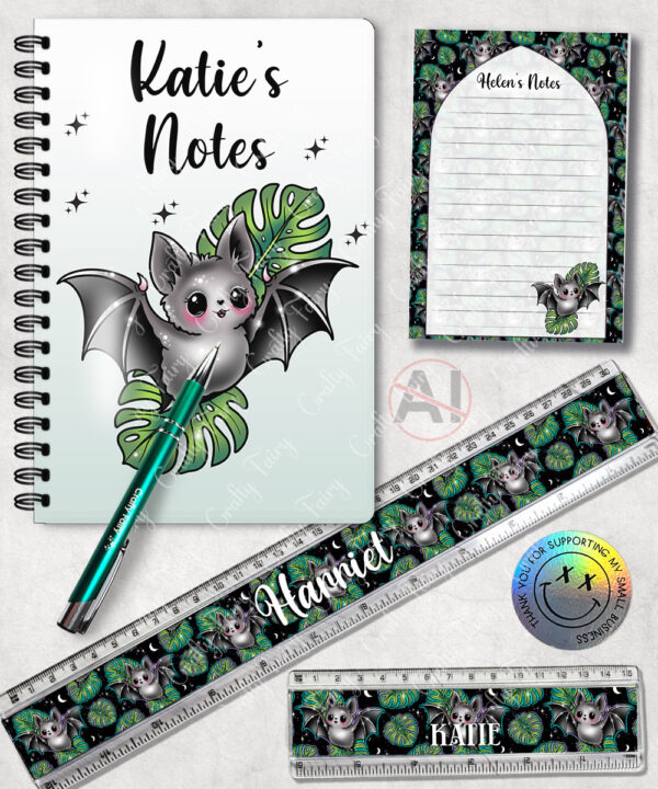 19750 bat monstera a5 a6 gothic notepad rulers