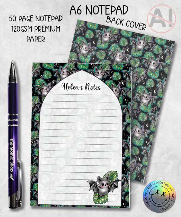 19750 bat monstera a6 gothic notepad