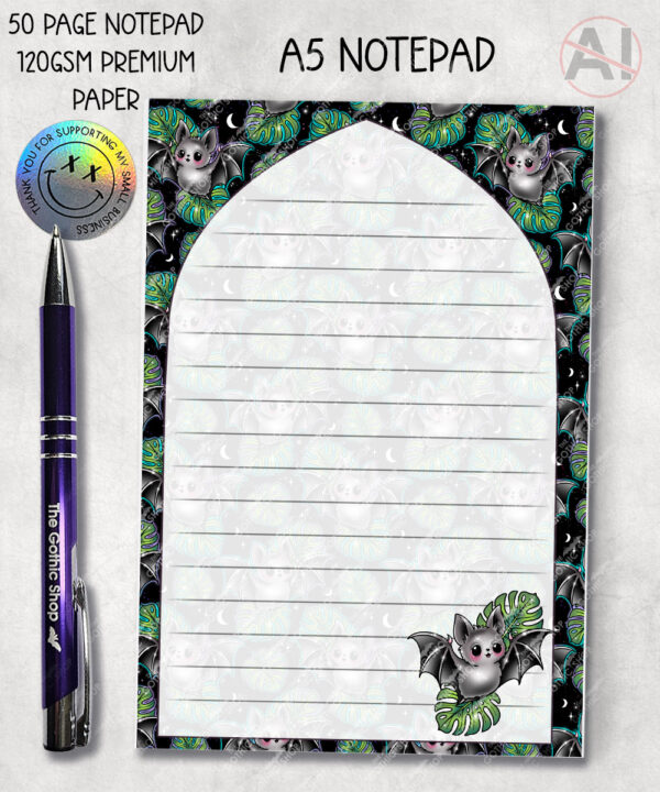 19750 bat monstera gothic a5 notepad 2
