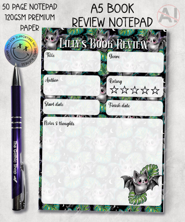 19750 bat monstera gothic book review notepad