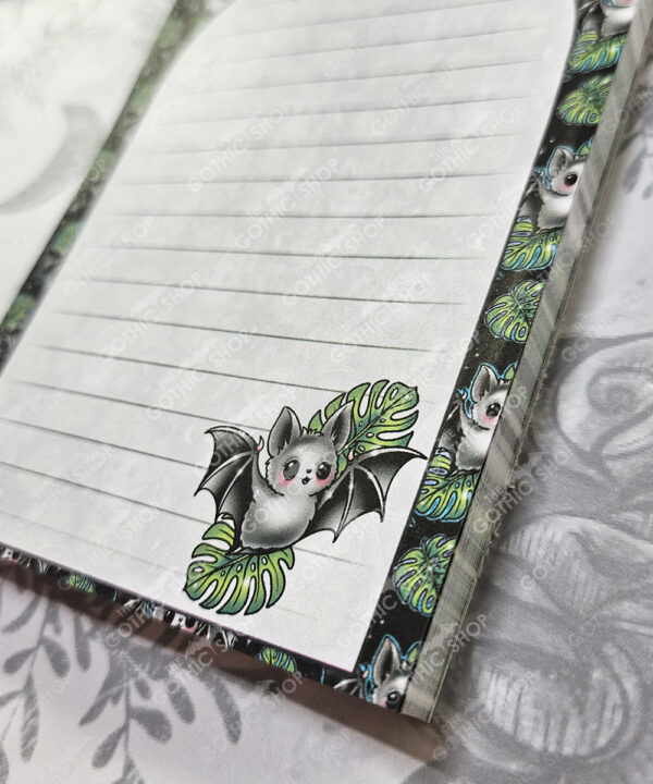 plantbatty bat with monstera gothic notepad optional to personalise