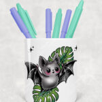 19754 bat monstera gothic pen pot 3
