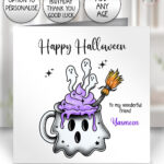 19758 ghost mug halloween personalised card 1