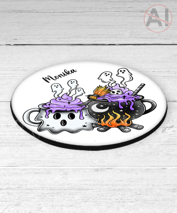 19759 ghost cauldron halloween personalised coaster 2