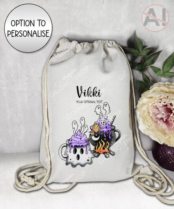 19768 ghost cauldron halloween drawstring bag 1