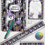 19772 ghost cauldron halloween notebook notepad rulers
