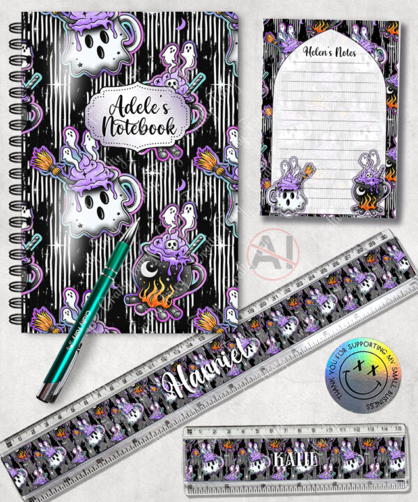 19772 ghost cauldron halloween notebook notepad rulers