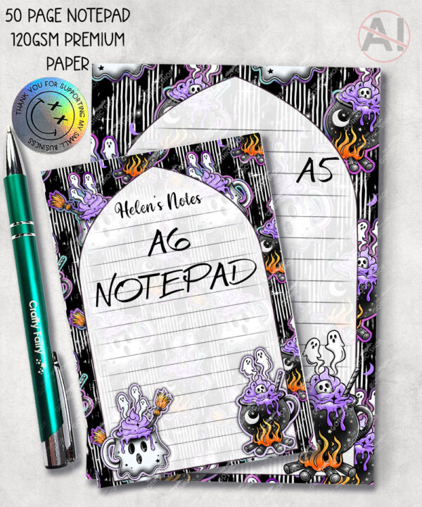 19773 ghost cauldron halloween a5 a6 notepad