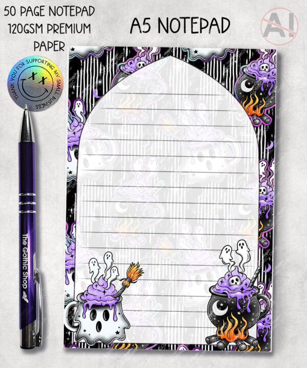 19773 ghost cauldron halloween a5 notepad