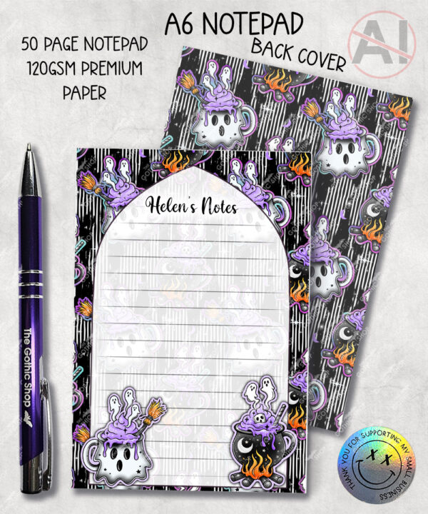 19773 ghost cauldron halloween a6 notepad