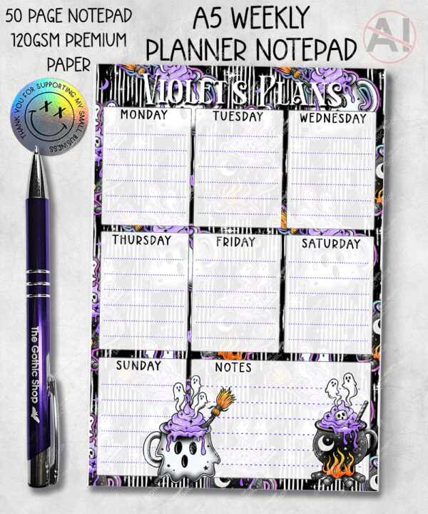 19773 ghost cauldron halloween notepad weekly planner