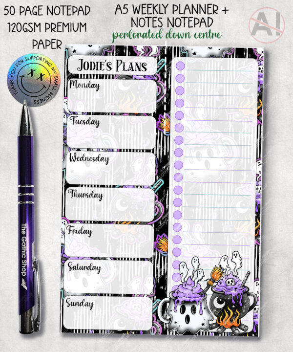 19773 ghost cauldron halloween notepad weekly planner notes