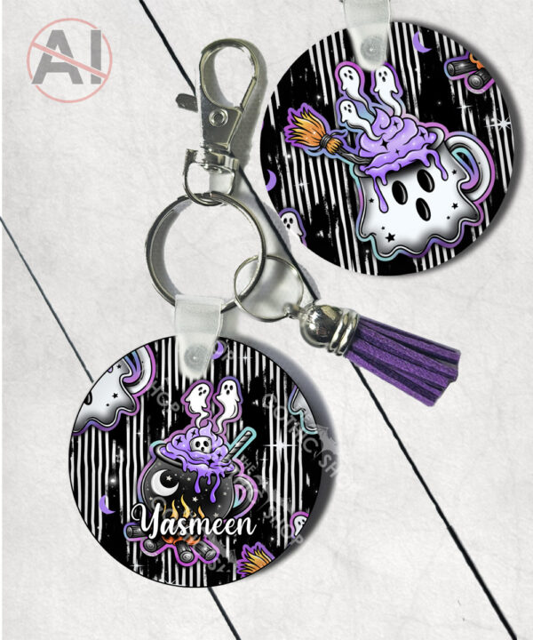 19778 ghost cauldron halloween keyring 1