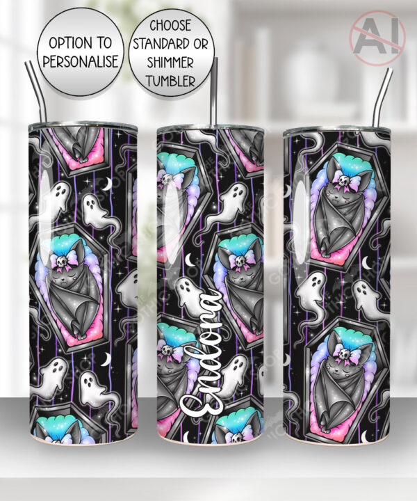 cosybat baby bat sleeping in coffin straight tumbler option to personalise