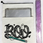 boo lacy ghosts gothic halloween book or tablet pouch bag option to personalise