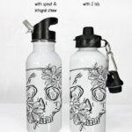 19815 personalised floral skull gothic water bottle 1