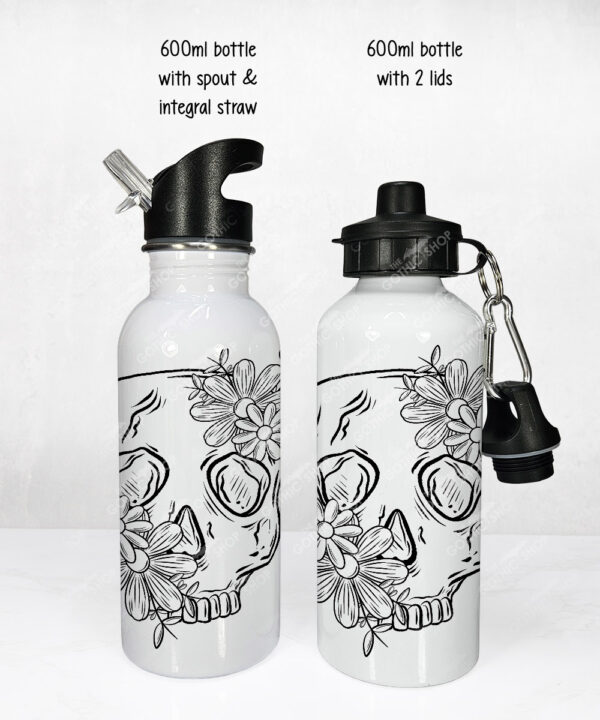 19815 personalised floral skull gothic water bottle 1