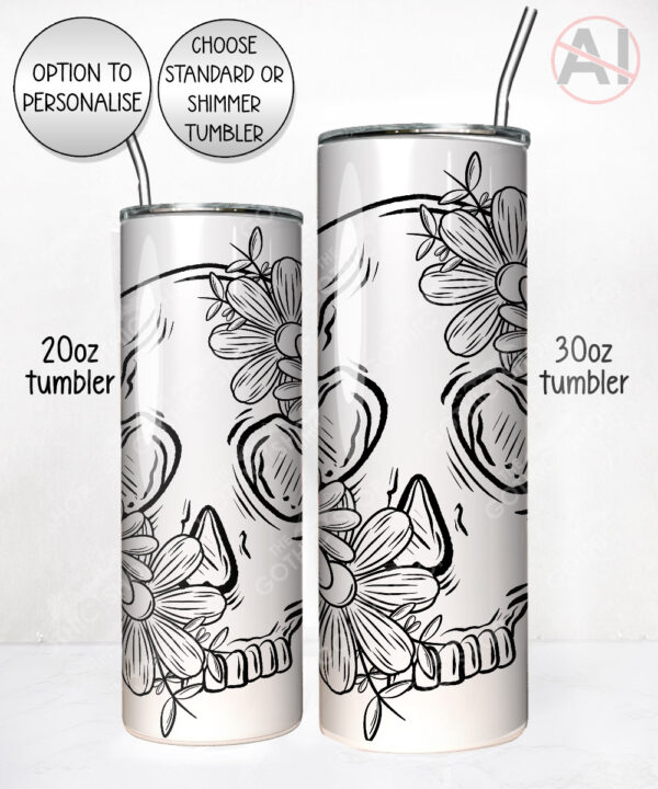 19816 personalised floral skull gothic tumbler 2